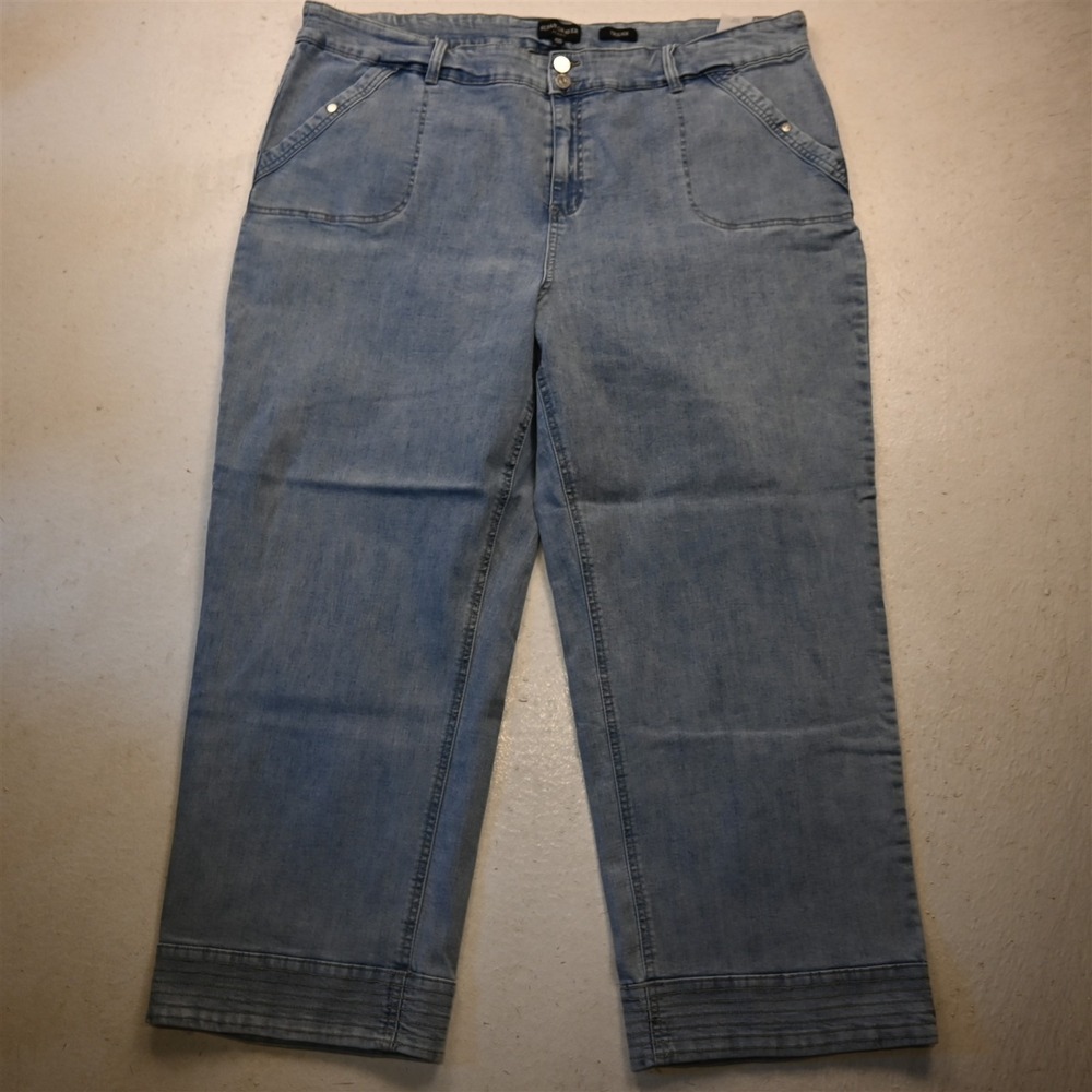 Susan Graver 26W High Rise Trouser Light Stretch Denim Womens Jeans